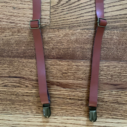 Brown leather suspenders