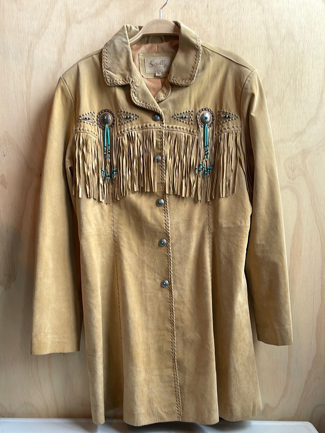 Scully Fringe Leather Jacket with Turquoise beads