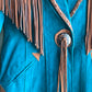 Real Leather Fringe Jacket with Beading on the Shoulders
