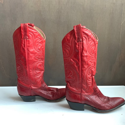 Vintage Larry Mahan red leather Western boot