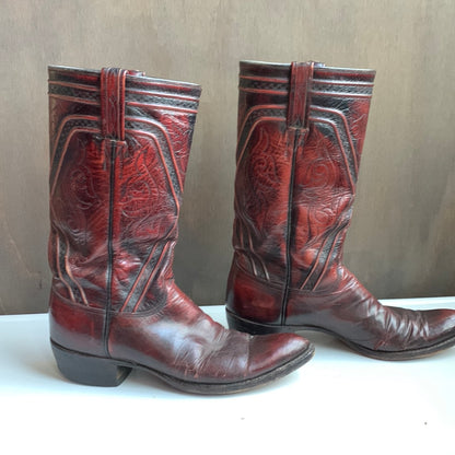 Lucchese dark red western boot