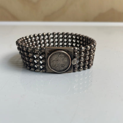 Antique Sterling Silver Bracelet with Knight Coin