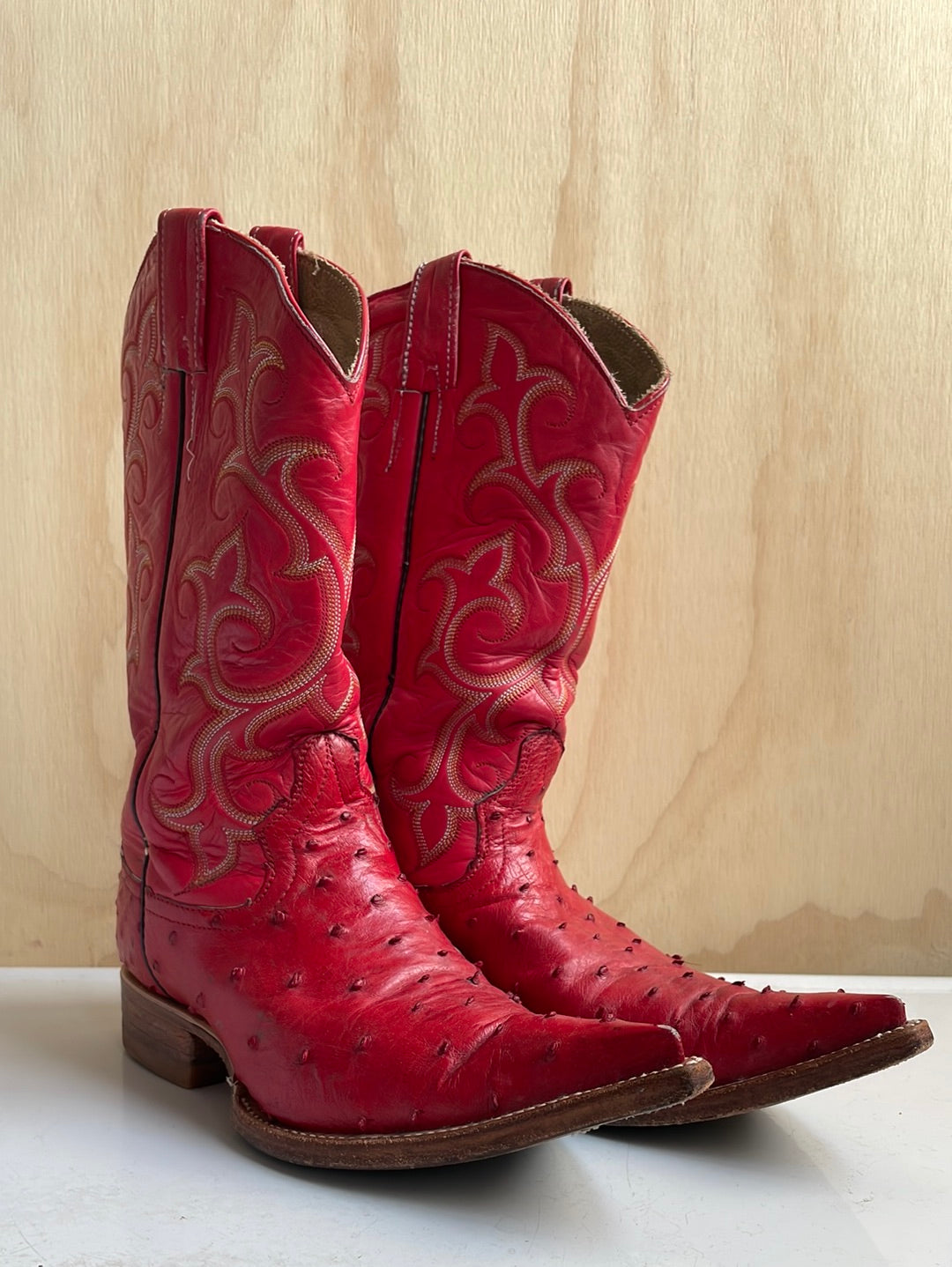 Red Leather Boots - Handmade in Mexico