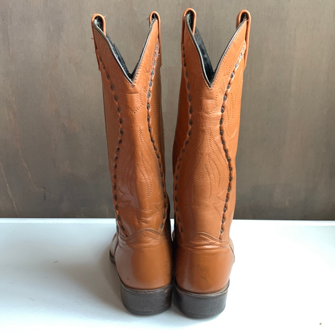 Camel leather Western boot