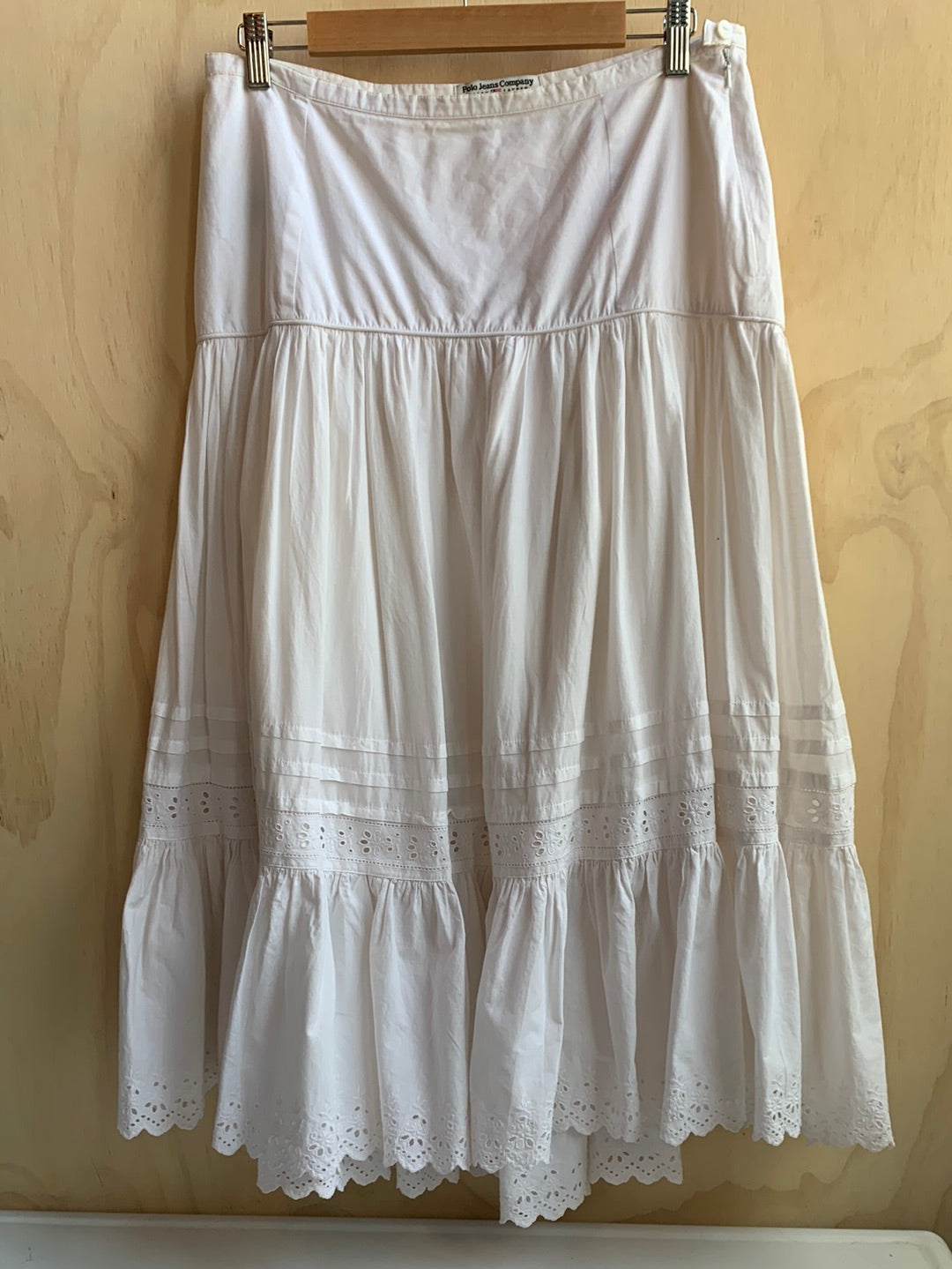R.L. white skirt with eyelet detail