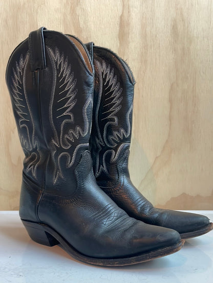 Boulet Black Leather boots with white embroidery