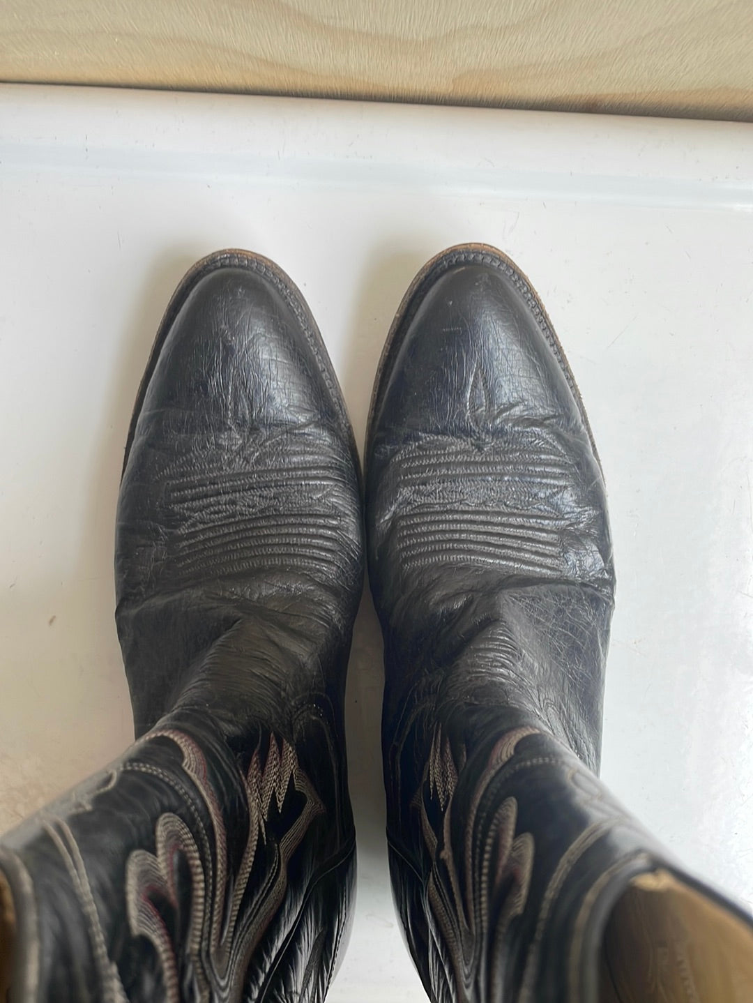 Black Leather Panhandle Slim Boots