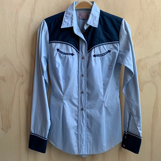 H Bar C fitted blue button up