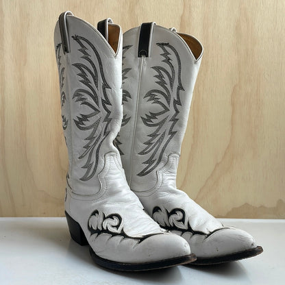 Tony Lama White Boots with Black Details