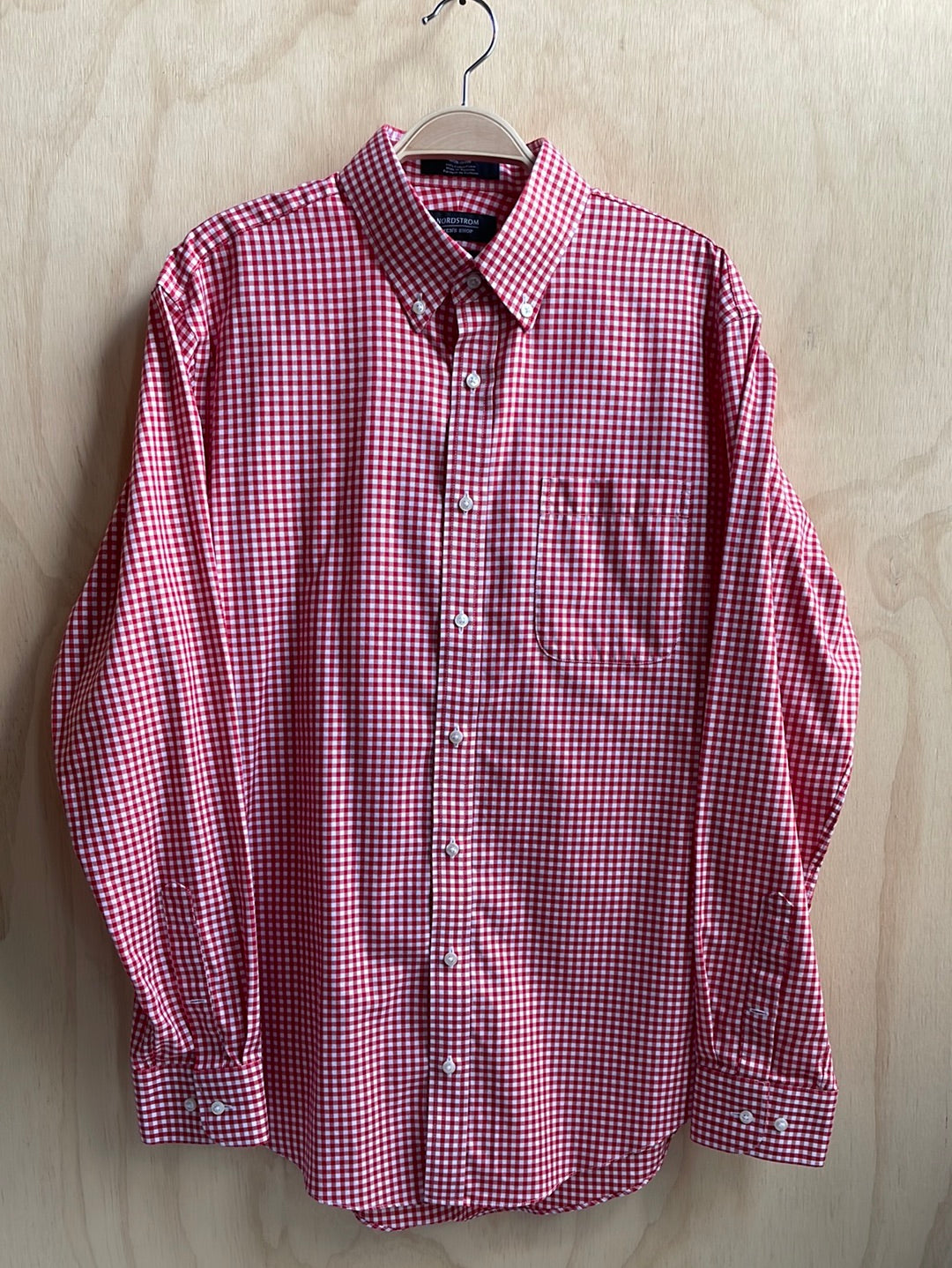 Red and White Checkered Button down shirt