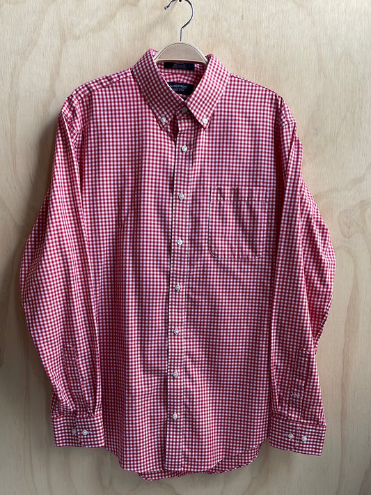 Red and White Checkered Button Up