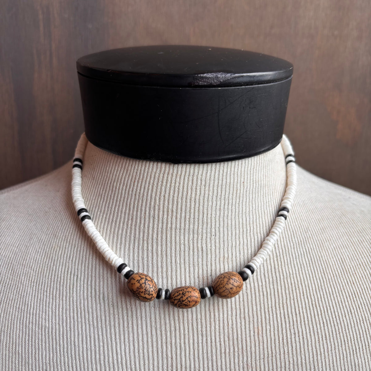 Seed and White Heishi Bead Necklace