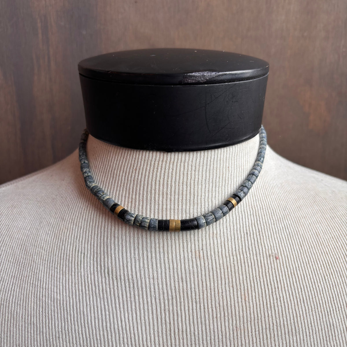 Vintage Blue Heishi Bead Necklace
