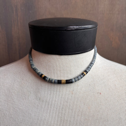 Vintage Blue Heishi Bead Necklace