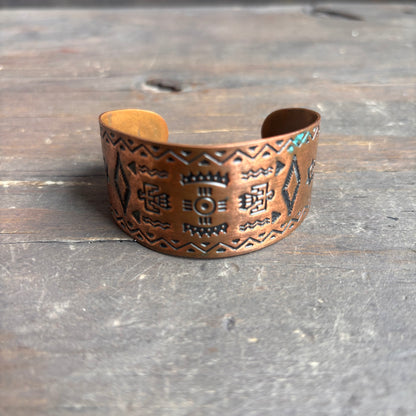 Vintage Stamped Copper Cuff