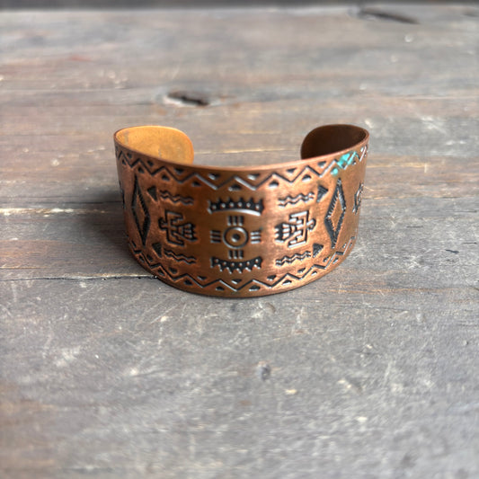 Vintage Stamped Copper Cuff