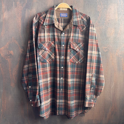 Pendleton Brown Plaid Pearl Snap