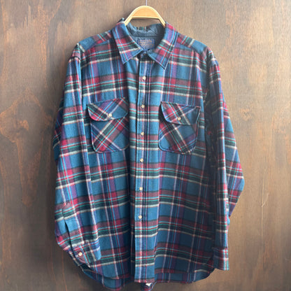 Pendleton Blue Plaid Wool Button Up