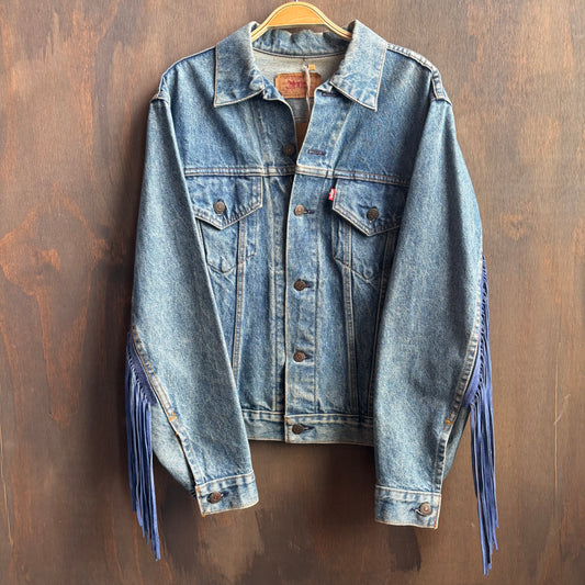 Out of the Blue Vintage Fringed Denim Jacket