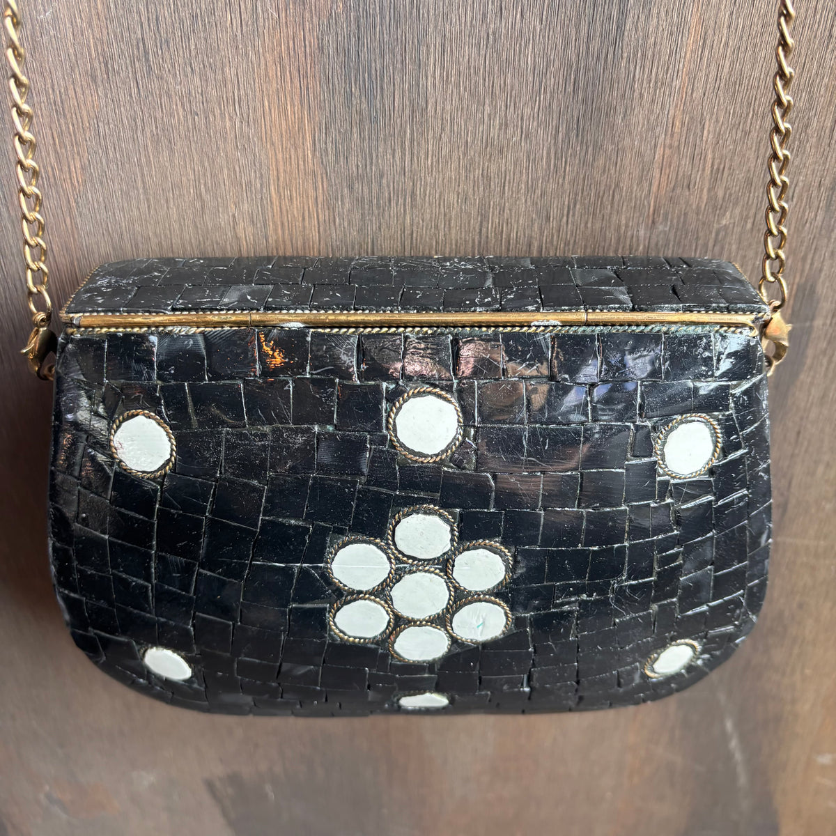 Black and Gold Vintage Style Chain Purse