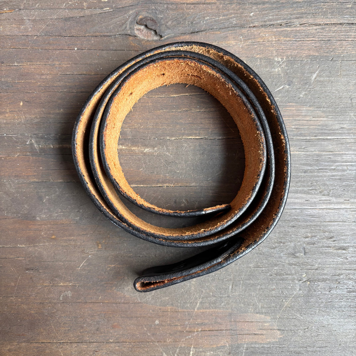 Vintage Black Stamped Leather Belt