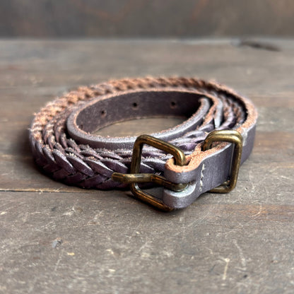 Vintage Metallic Purple Braided Leather Belt