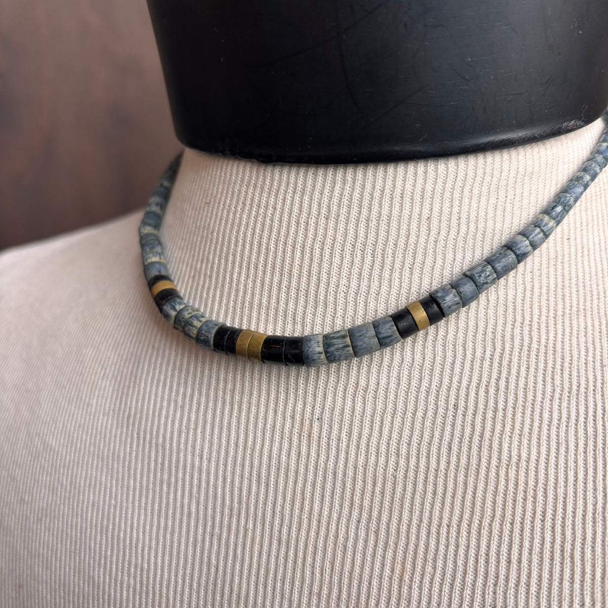Vintage Blue Heishi Bead Necklace