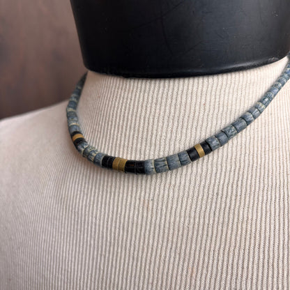 Vintage Blue Heishi Bead Necklace