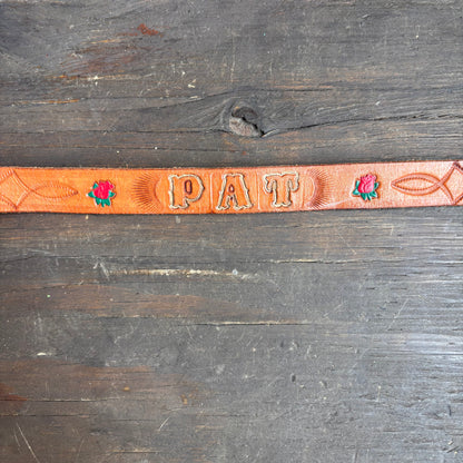 Vintage Tan Leather "Pat" Rose Belt