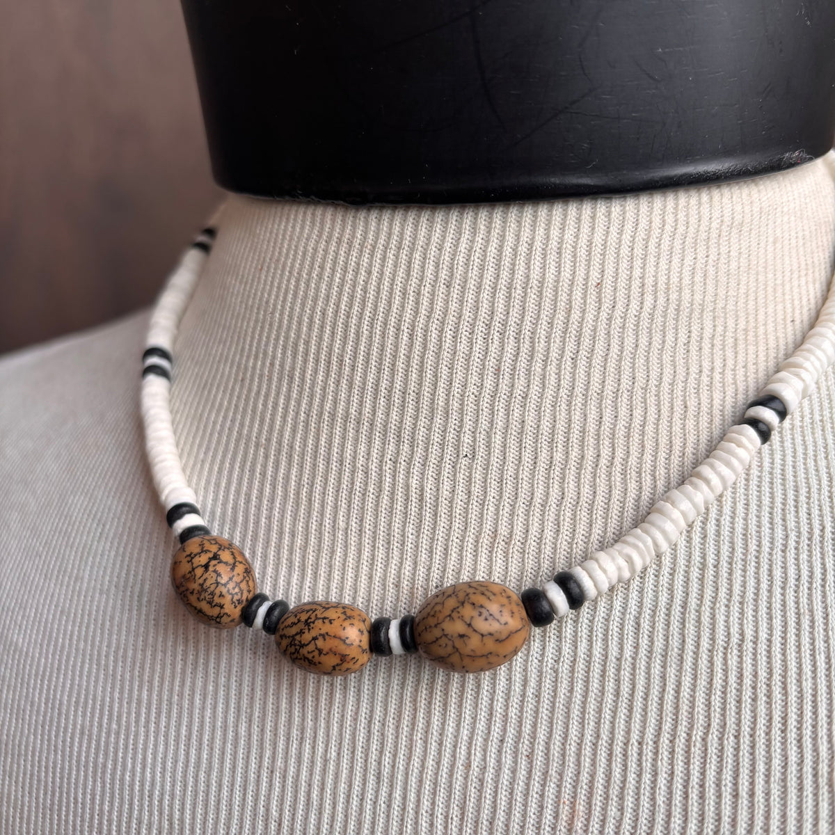 Seed and White Heishi Bead Necklace