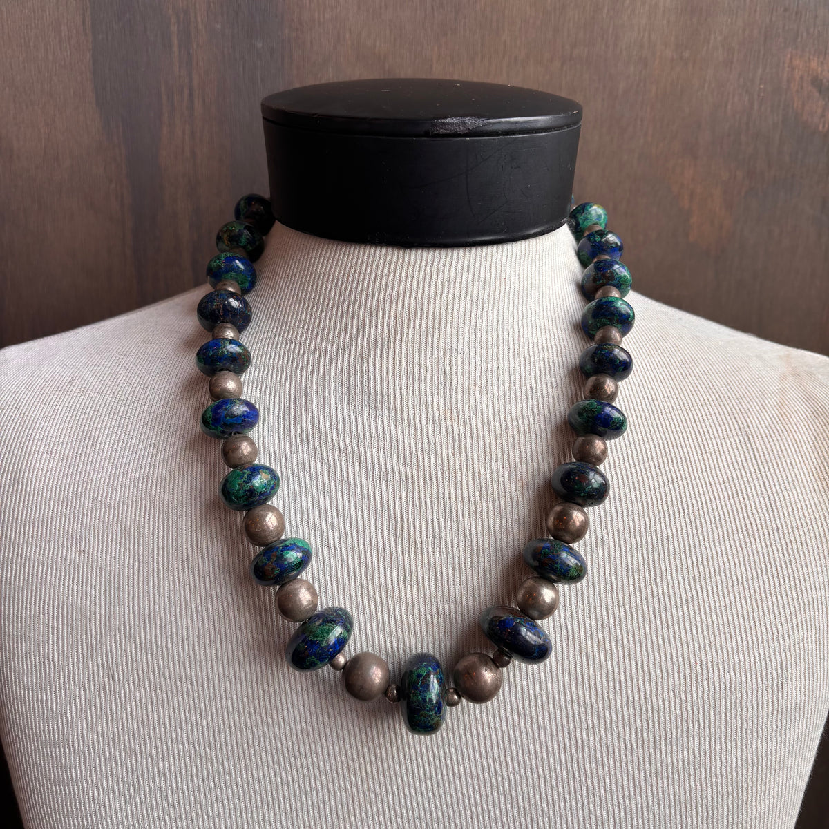 Chunky Sterling Silver and Lapis Necklace
