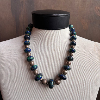 Chunky Sterling Silver and Lapis Necklace