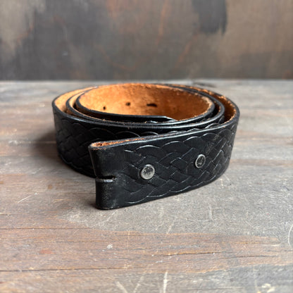 Vintage Black Stamped Leather Belt