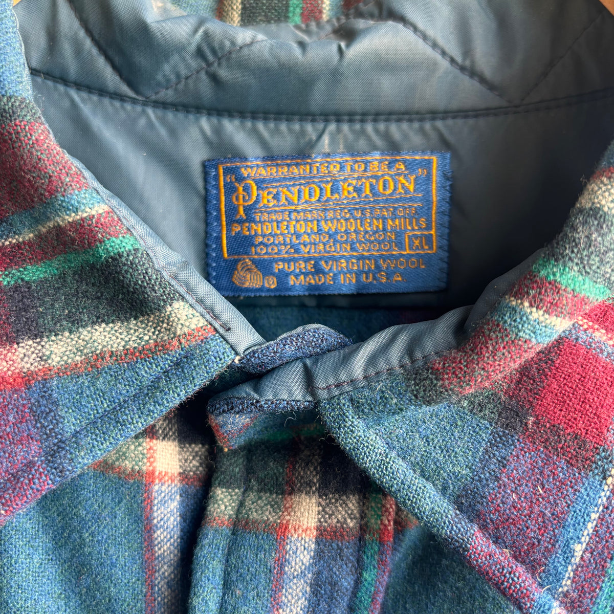 Pendleton Blue Plaid Wool Button Up