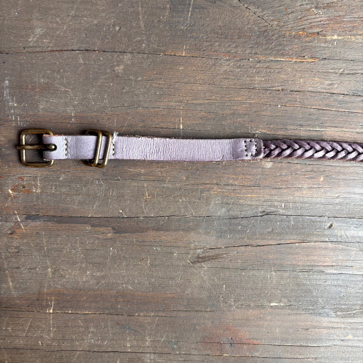Vintage Metallic Purple Braided Leather Belt