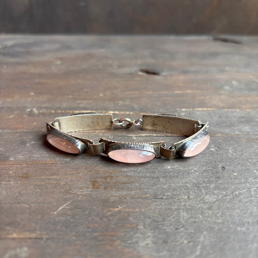 Vintage Sterling Silver Pink Bracelet