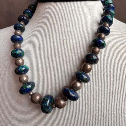 Chunky Sterling Silver and Lapis Necklace