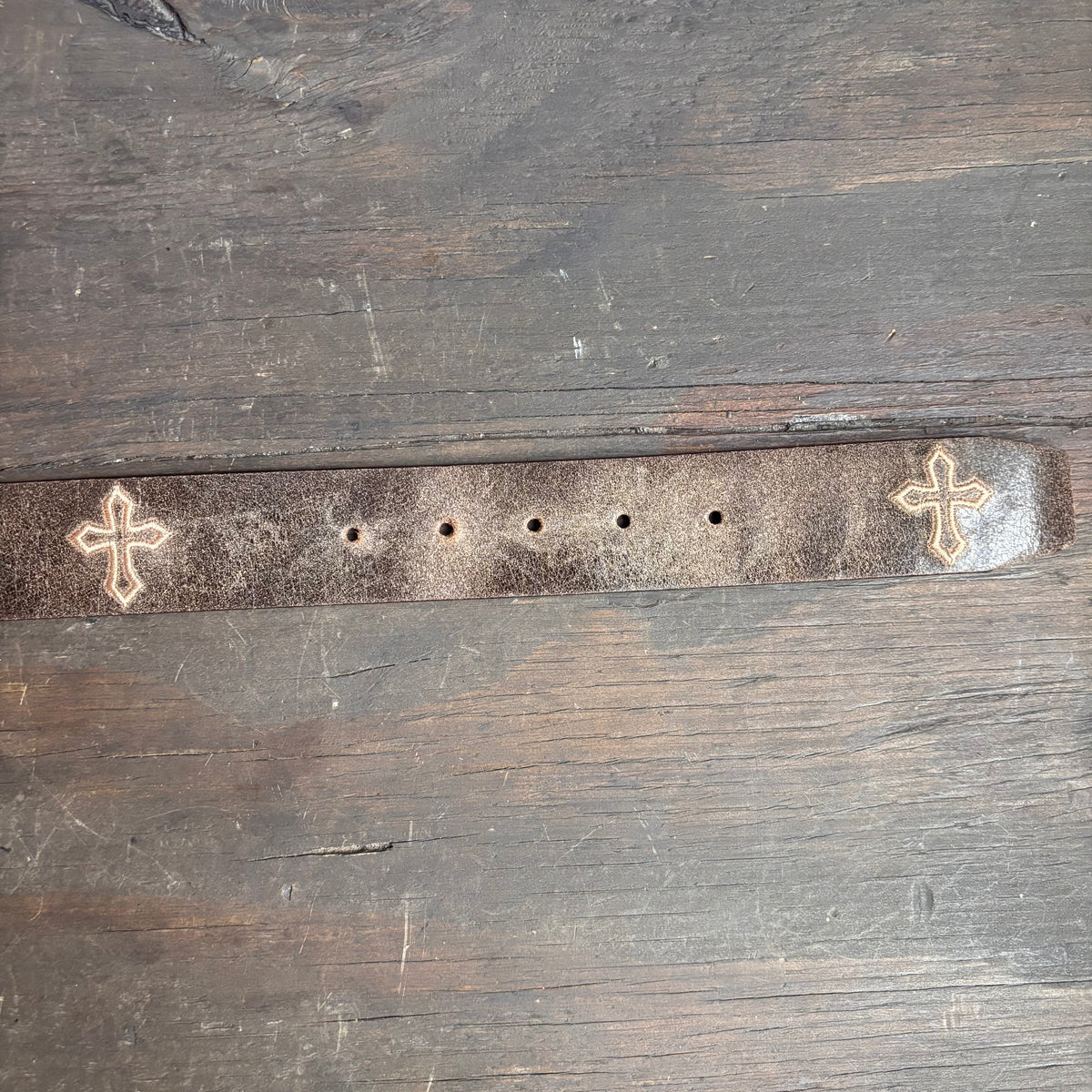 Justin Cross Embellished Leather Belt