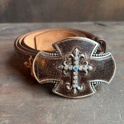 Justin Cross Embellished Leather Belt