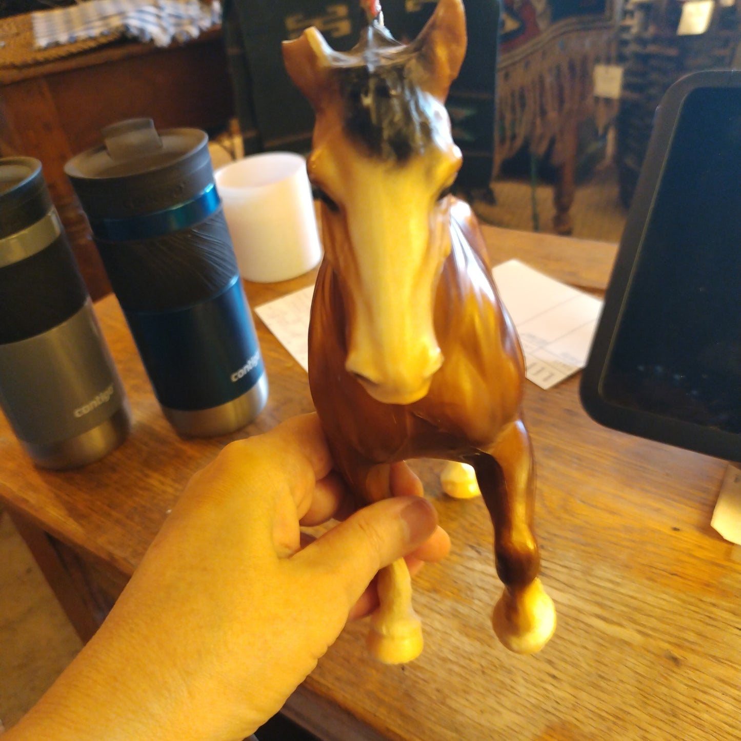 Vintage Breyer Clydesdale Stallion with Red and White Bobs