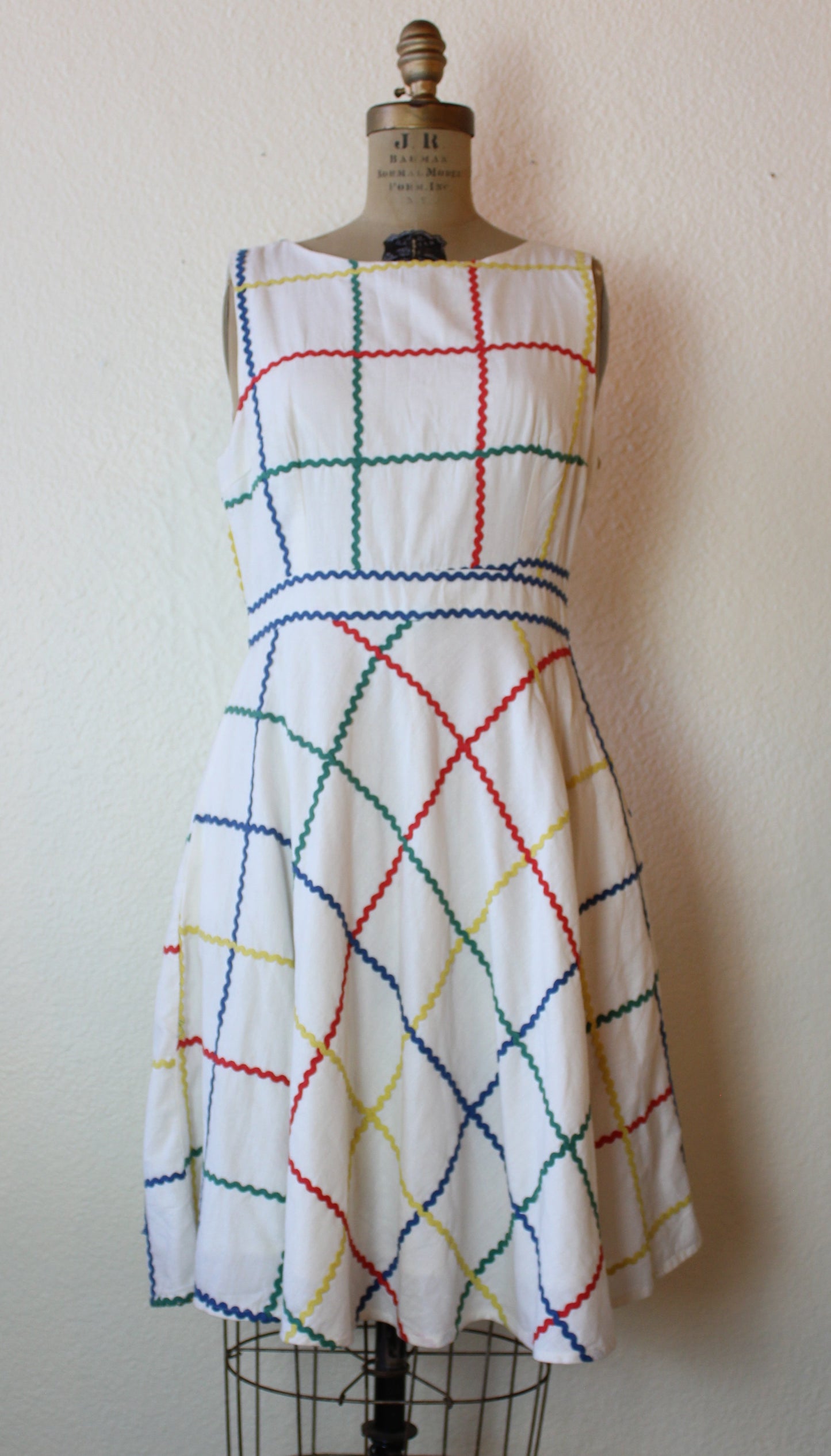 Primary Color Rick Rack White Green Blue Red Yellow Dress