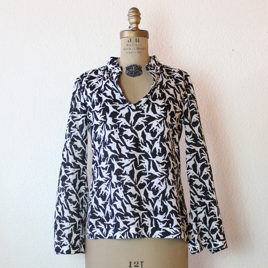 Tory Burch Black and White Patterned Shirt