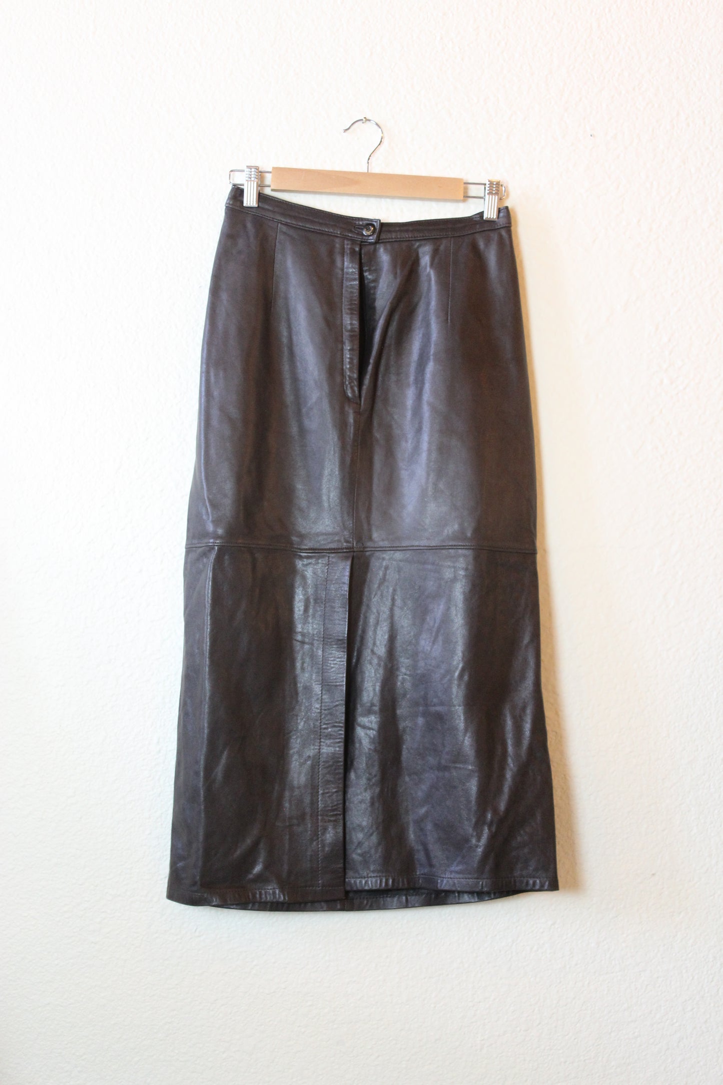 Brown Italian leather begedor skirt