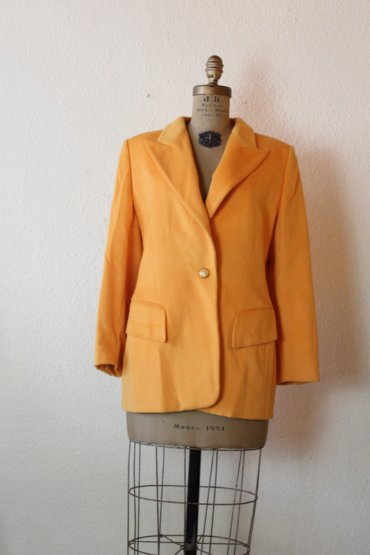 Orange Angora Wool Peacoat Coat Jacket