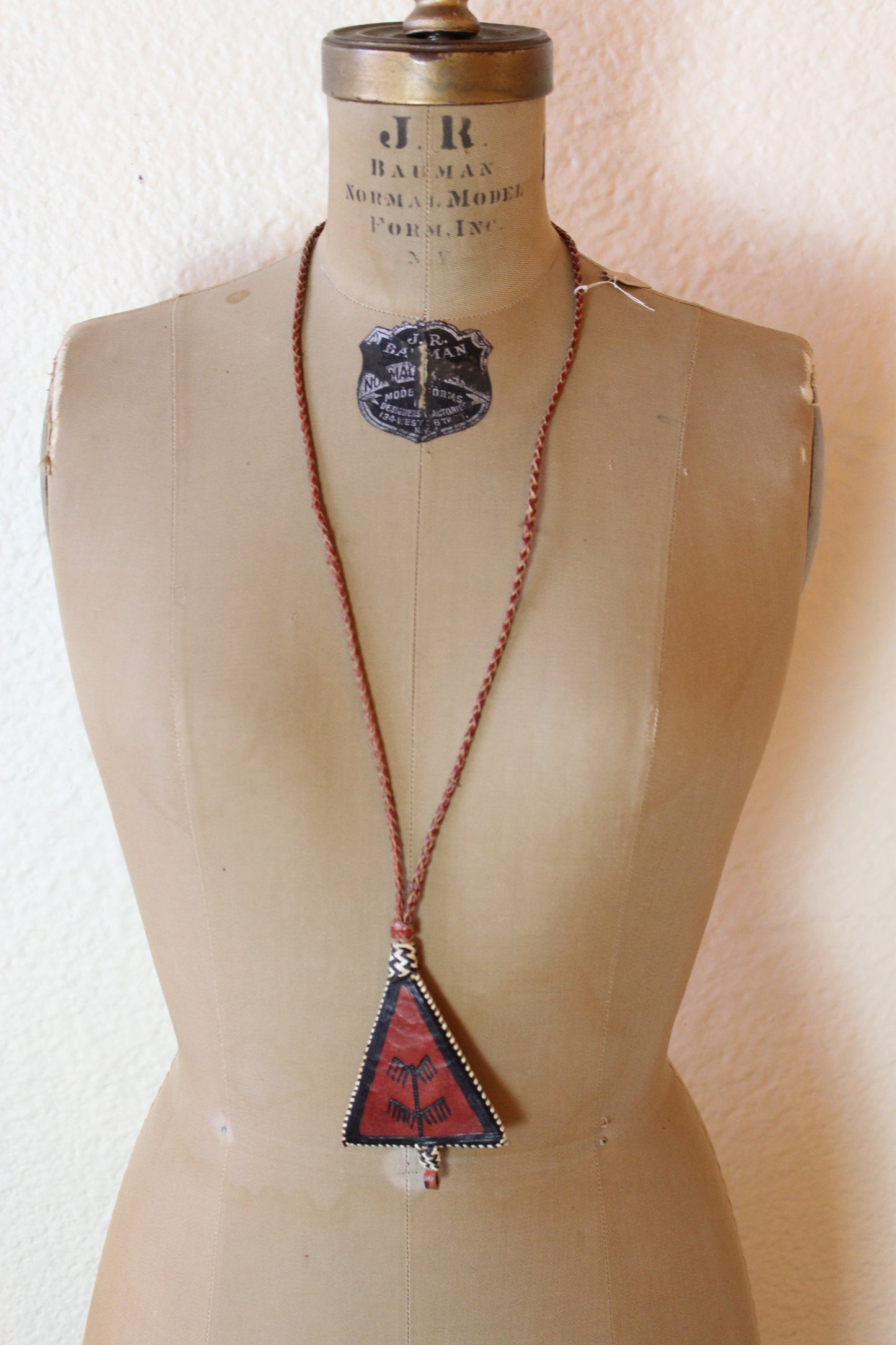 Leather Triangle Native Medallion Necklace