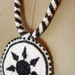 Black and White Beaded Medallion Necklace