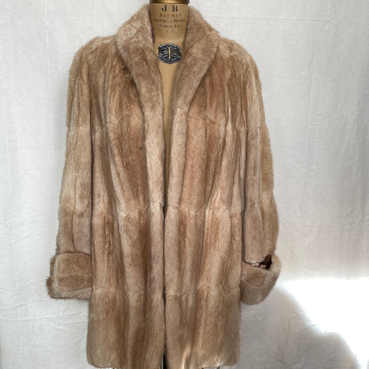 Tan Beige Fur Coat