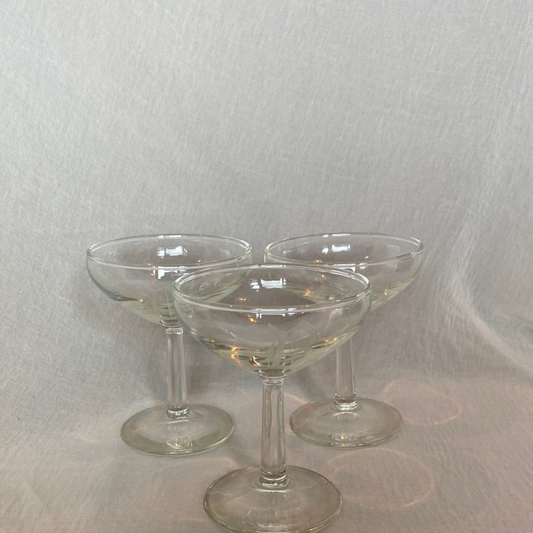 Etched “B” champagne glasses set of 6