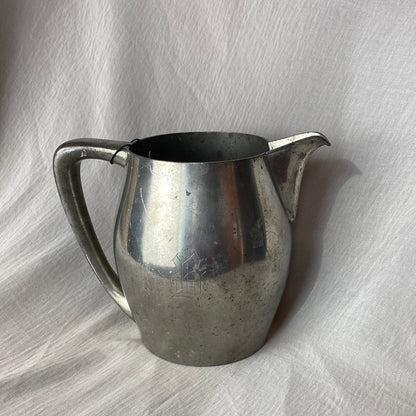 Etched "B" Pewter Vintage Water Pitcher