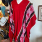 Red Woven Poncho Shawl
